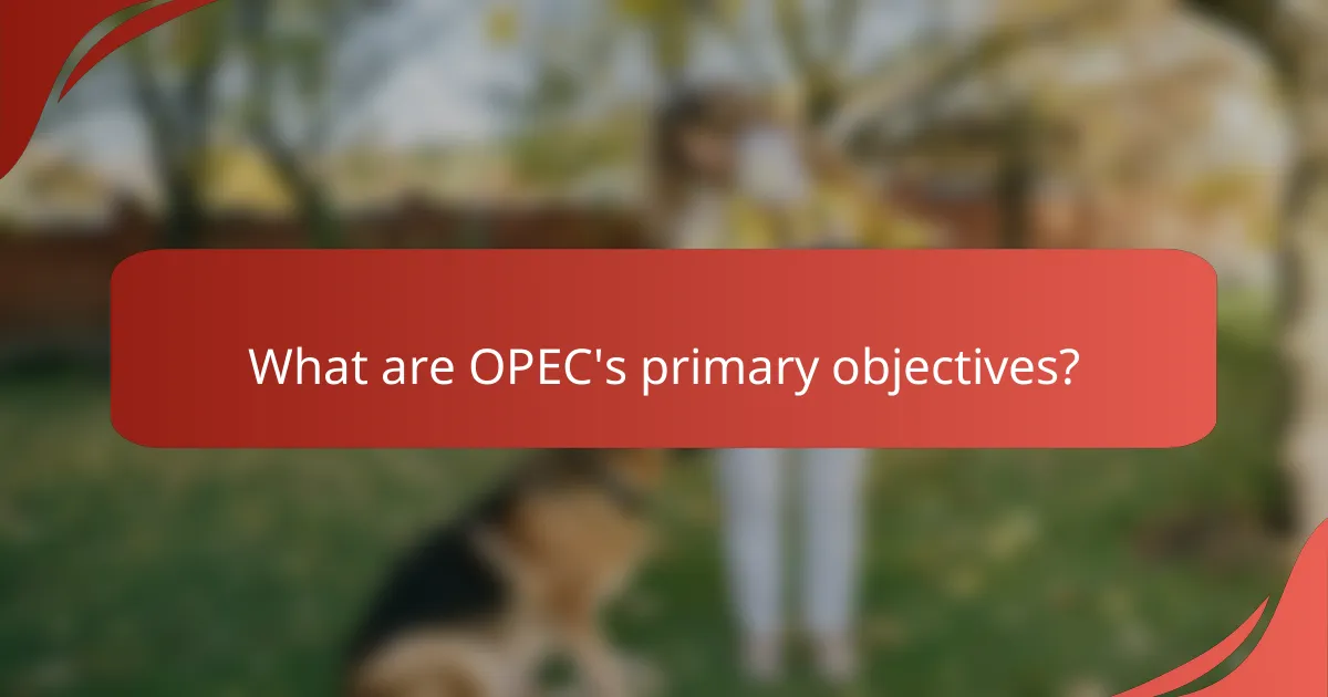 What are OPEC's primary objectives?
